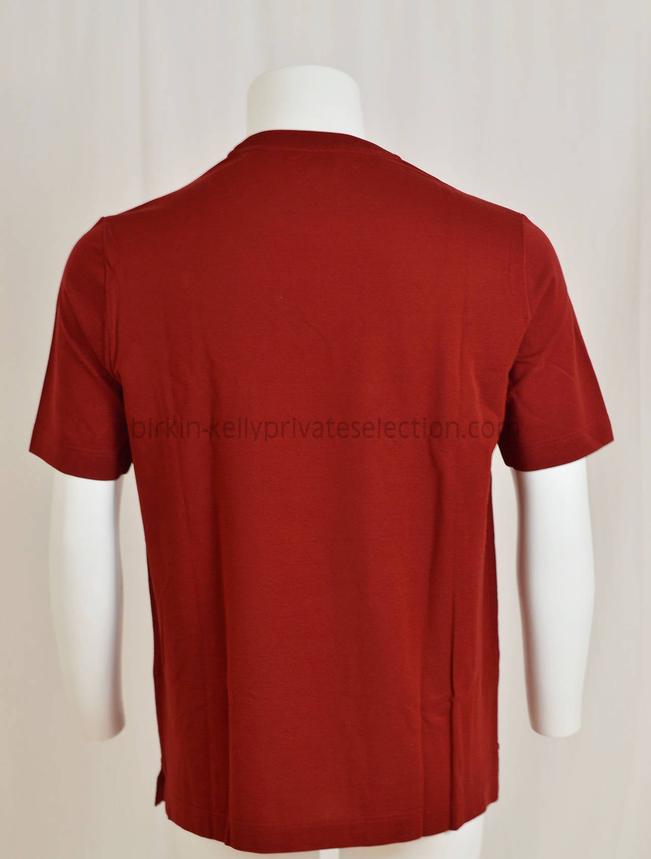 HERMES T-Shirt Ras du Cou Cotton Pique L RED 2015. In New Condition In Miami, FL