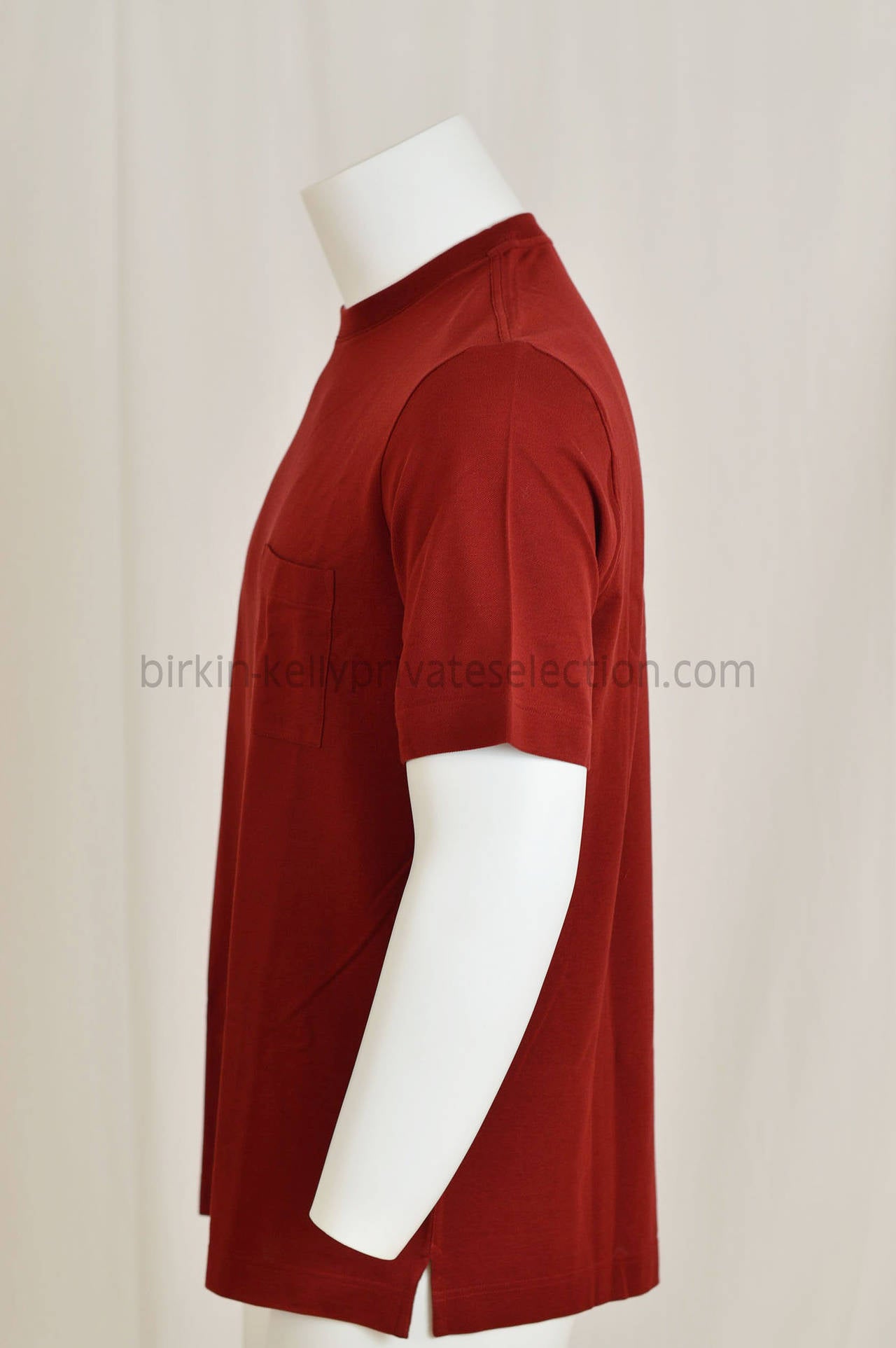 Men's HERMES T-Shirt Ras du Cou Cotton Pique L RED 2015.