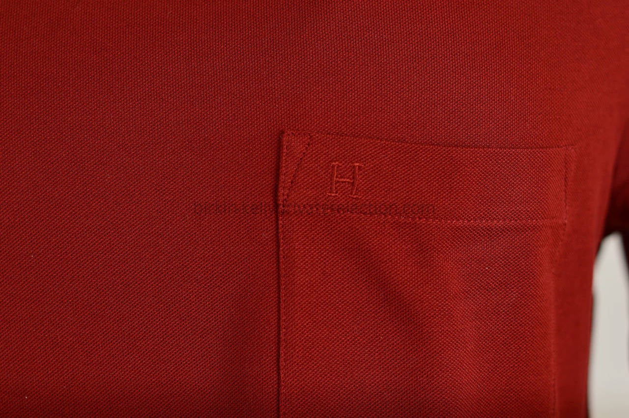 HERMES T-Shirt Ras du Cou Cotton Pique L RED 2015. 1