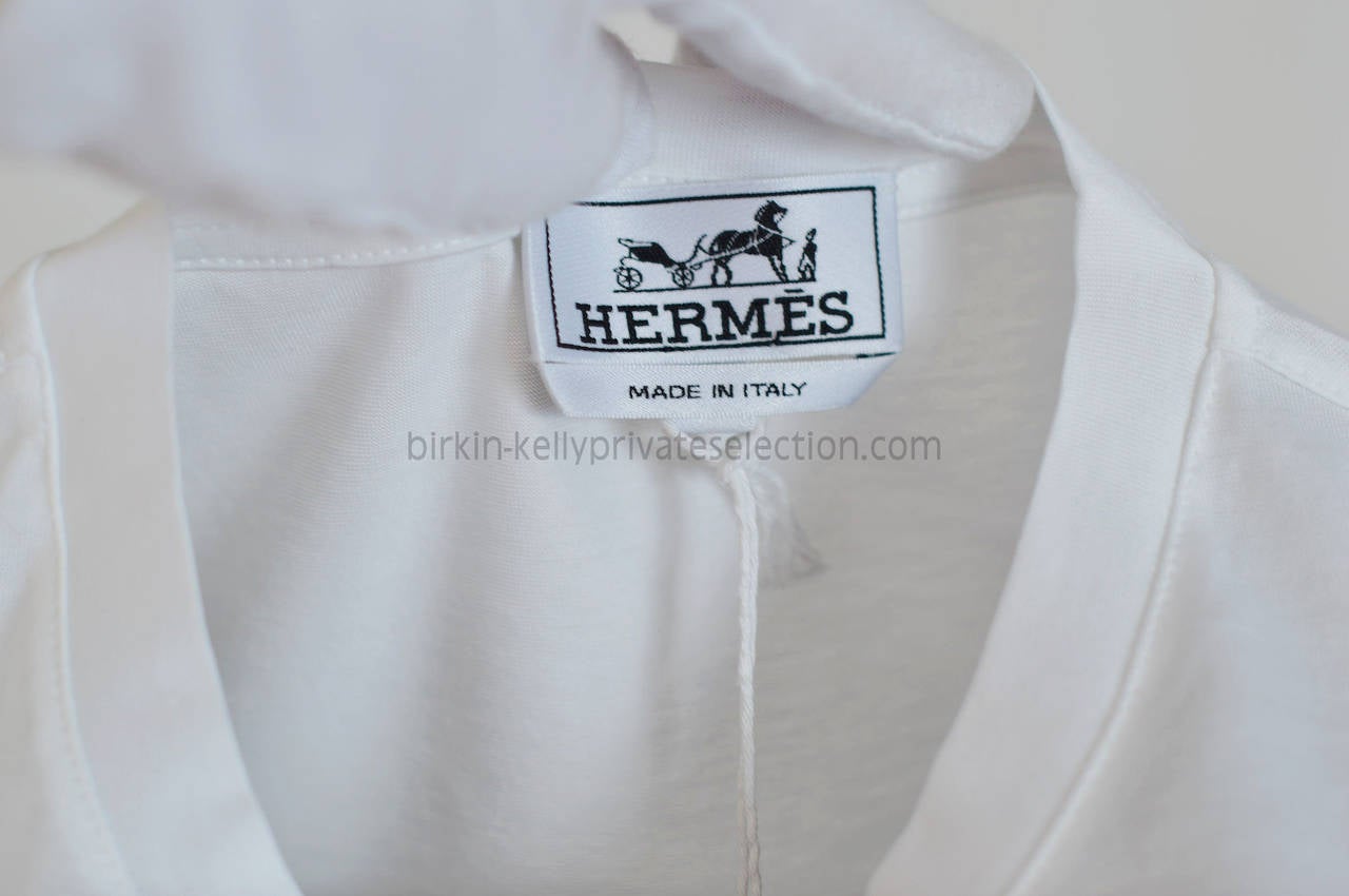 HERMES T-Shirt Fragments Imprime Cotton L BLUE GREY 2015. 1
