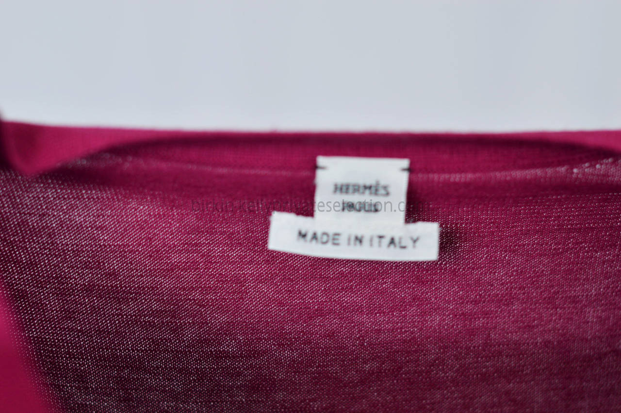 HERMES Sweater COL V MANCHES LONGUES MAILLE COTON SILK 34 RED 2015. 4