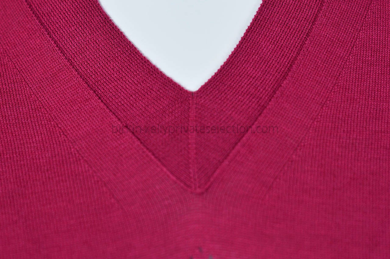 HERMES Sweater COL V MANCHES LONGUES MAILLE COTON SILK 34 RED 2015. 3