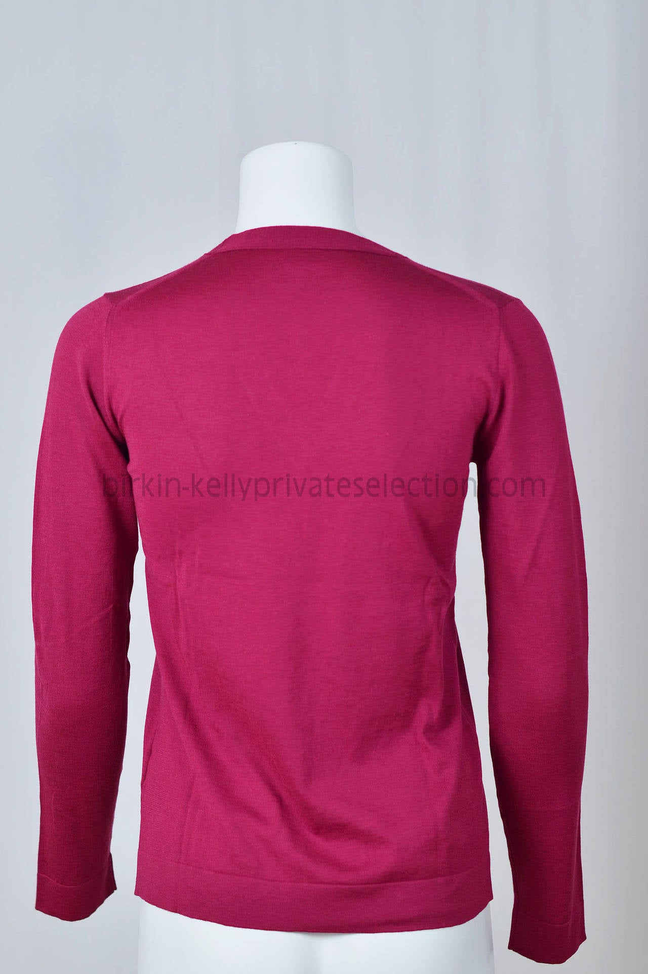 HERMES Sweater COL V MANCHES LONGUES MAILLE COTON SILK 34 RED 2015. In New Condition In Miami, FL
