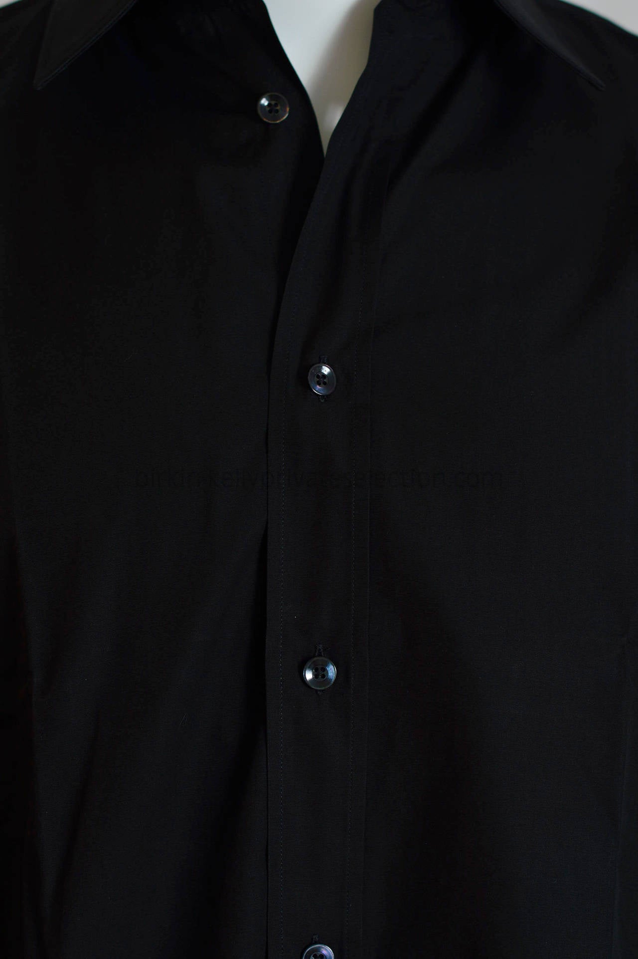 HERMES Shirt DROITE COL DROITE Cotton Poplin 40 BLACK 2015. 2