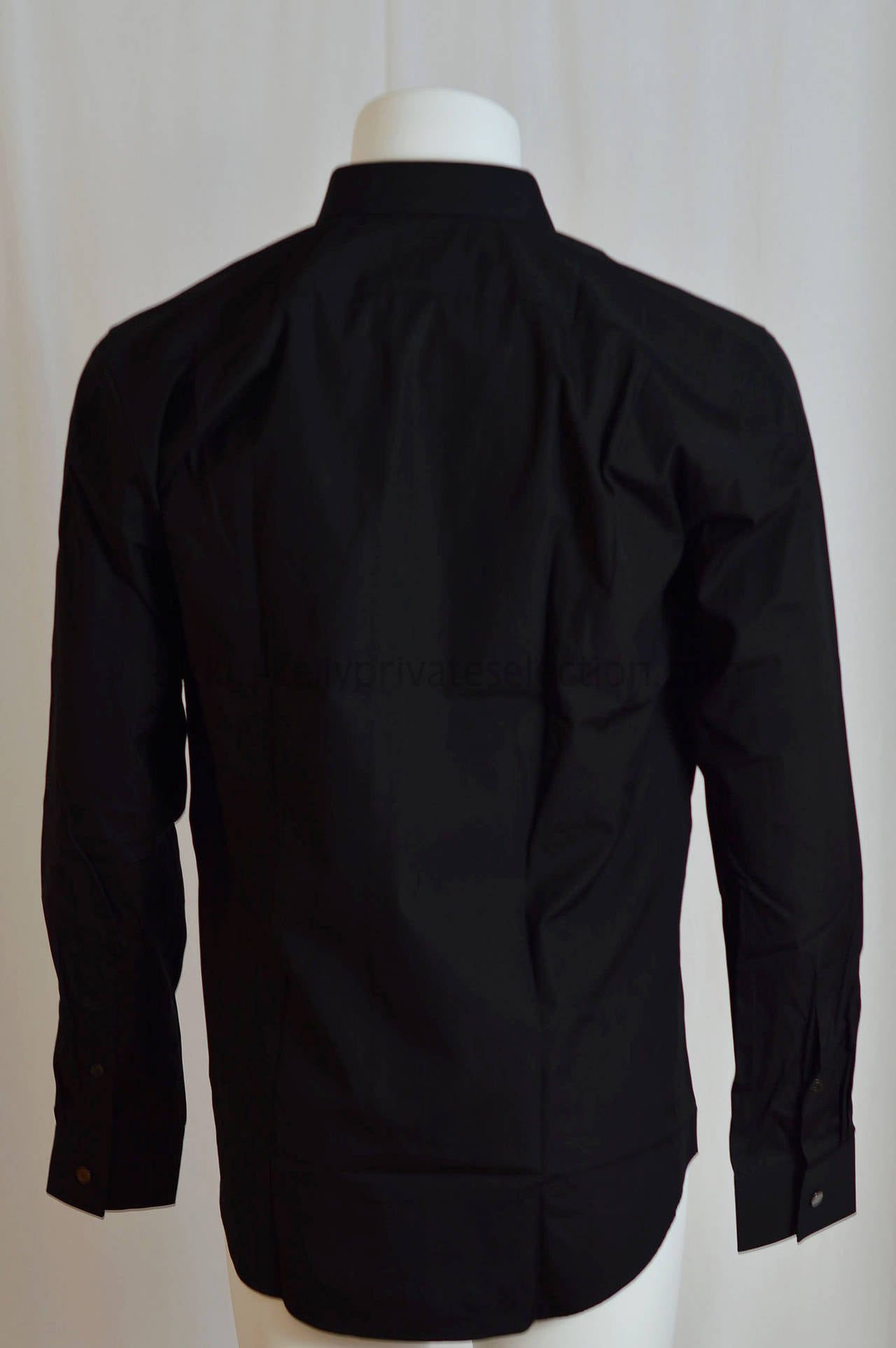 HERMES Shirt DROITE COL DROITE Cotton Poplin 40 BLACK 2015. In New Condition In Miami, FL
