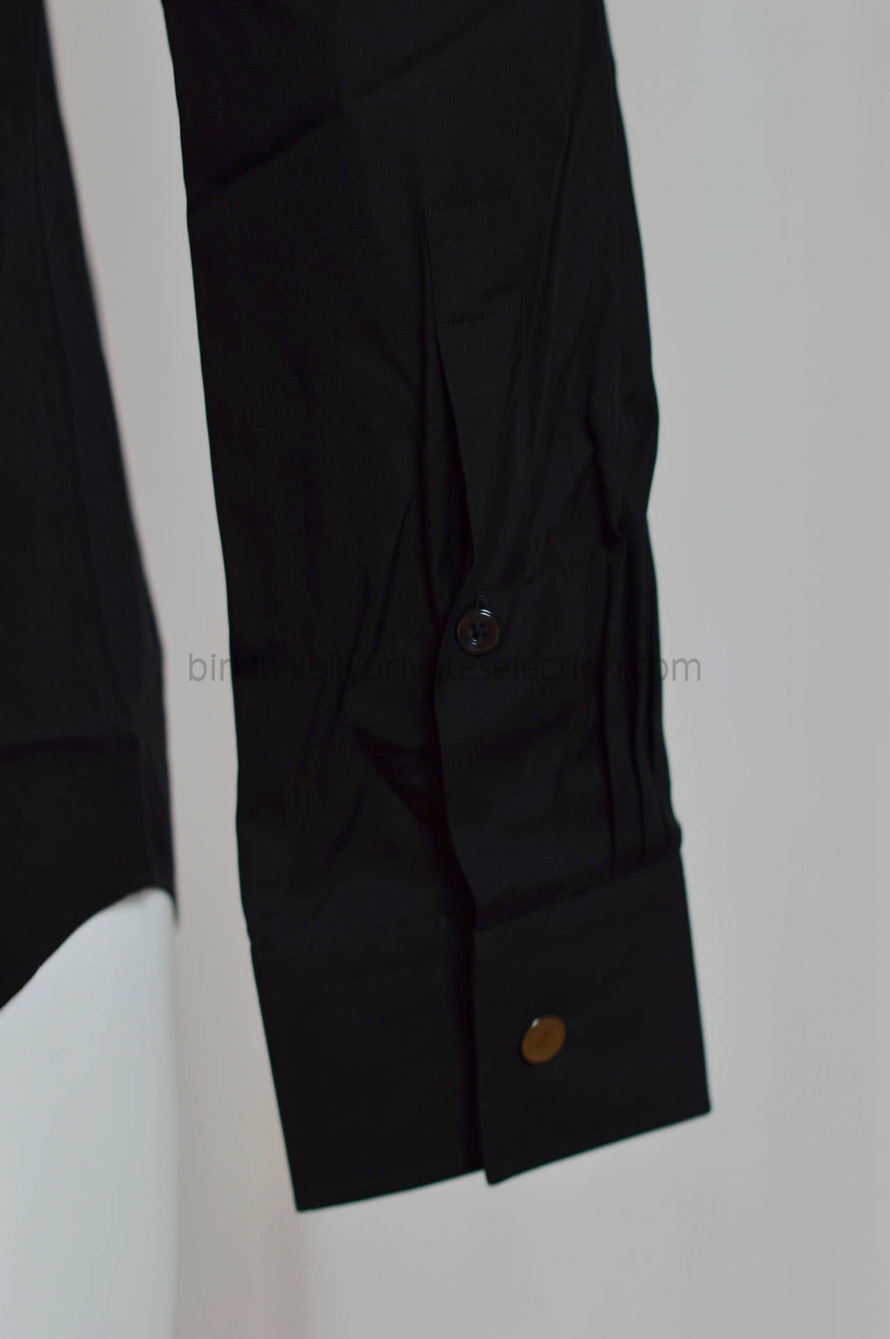 HERMES Shirt DROITE COL DROITE Cotton Poplin 40 BLACK 2015. 4