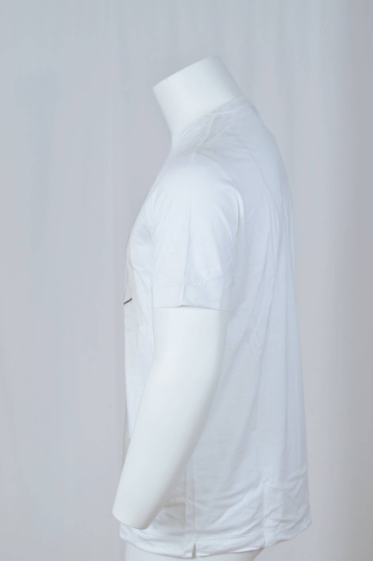 Men's HERMES T-Shirt Fragments Imprime Cotton L BEIGE GREY 2015.