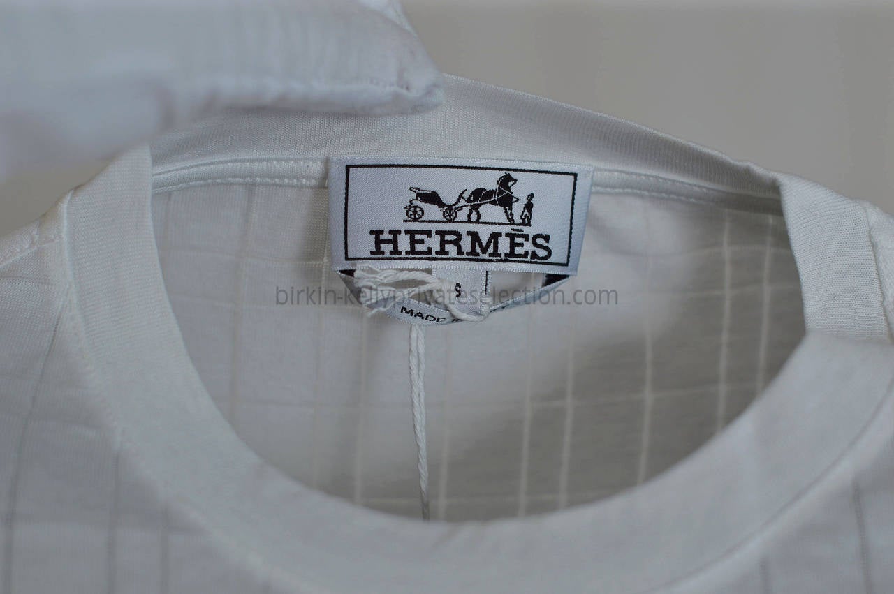 HERMES T-Shirt CARREAUX EN JERSEY Cotton SM WHITE 2015. 1