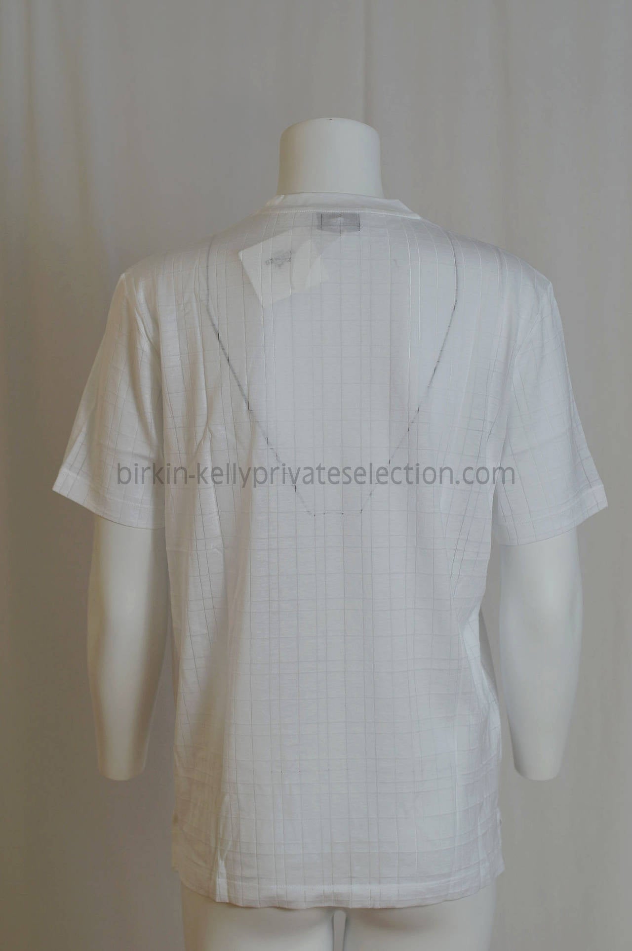 HERMES T-Shirt CARREAUX EN JERSEY Cotton SM WHITE 2015. In New Condition In Miami, FL
