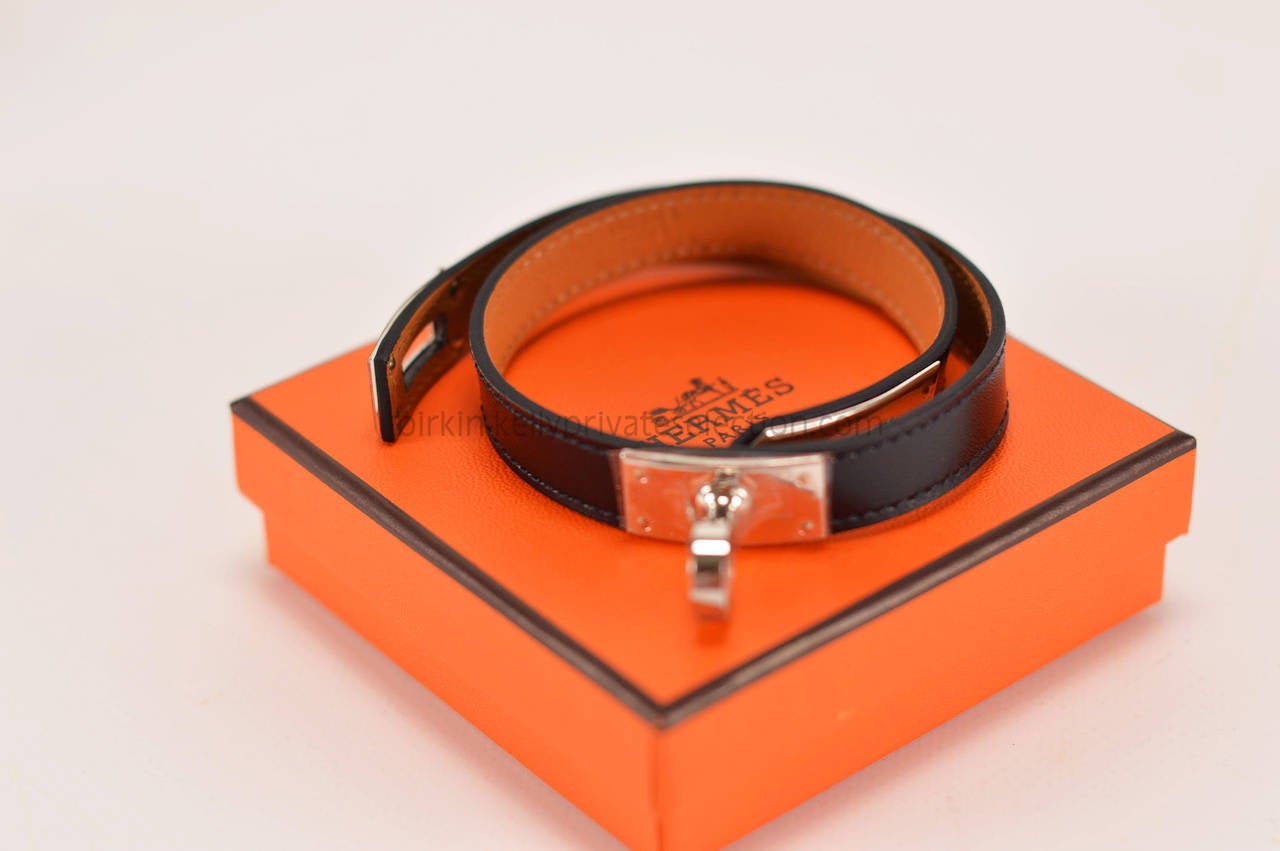 Hermes Bracelet Kelly Double Tour Box Black Palladium Hardware Size S  2015 2