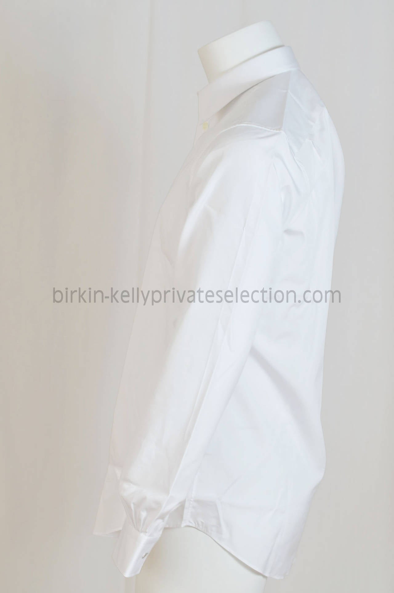 Women's HERMES Shirt DROITE COL ITALIEN Cotton 38 WHITE 2015.