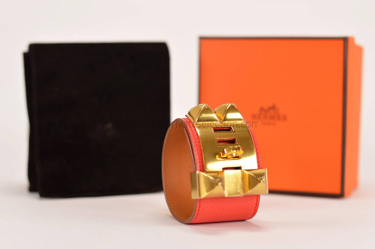 HERMES Bracelet Collier de Chien S Epsom PINK JAIPUR Gold Hardware 2015. 4