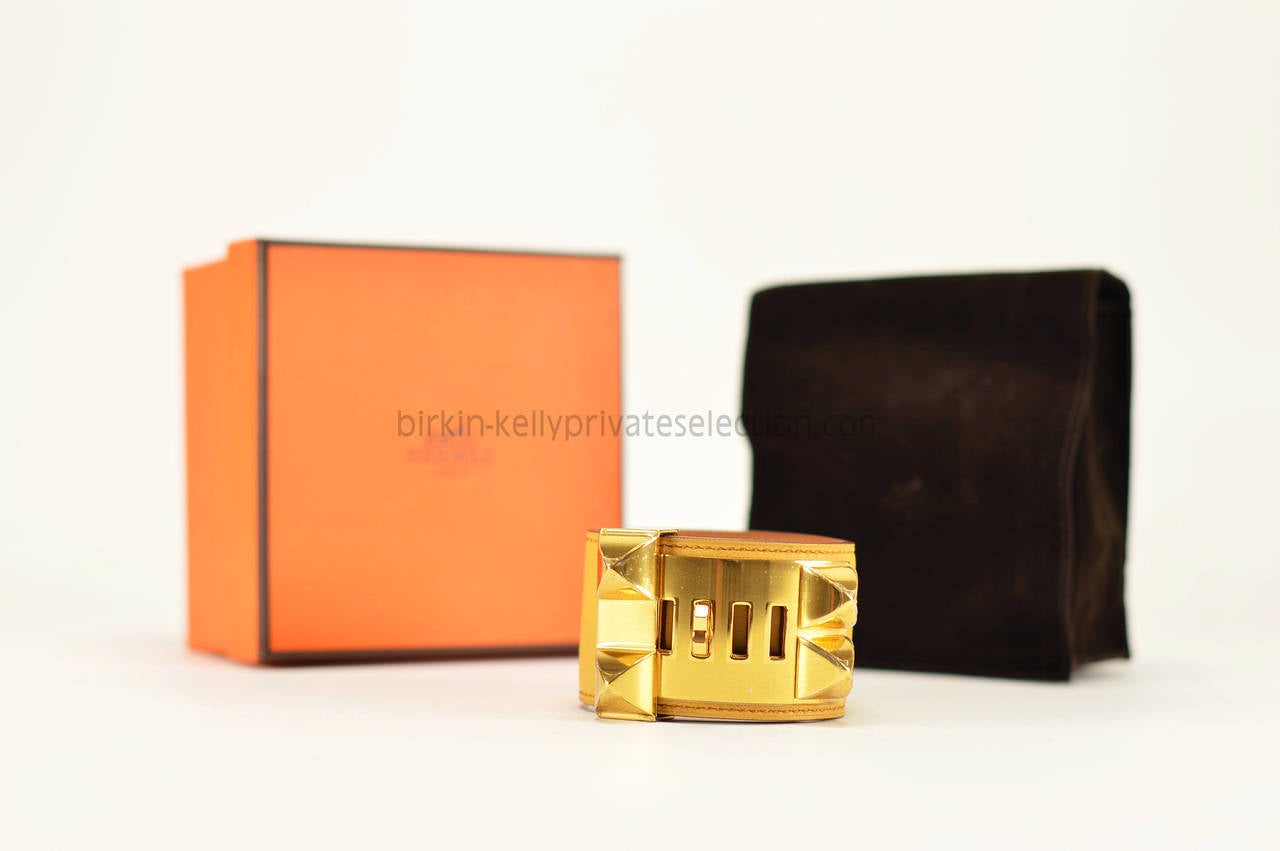 HERMES Bracelet Collier de Chien S Swift YELLOW Gold Hardware 2015. In New Condition In Miami, FL