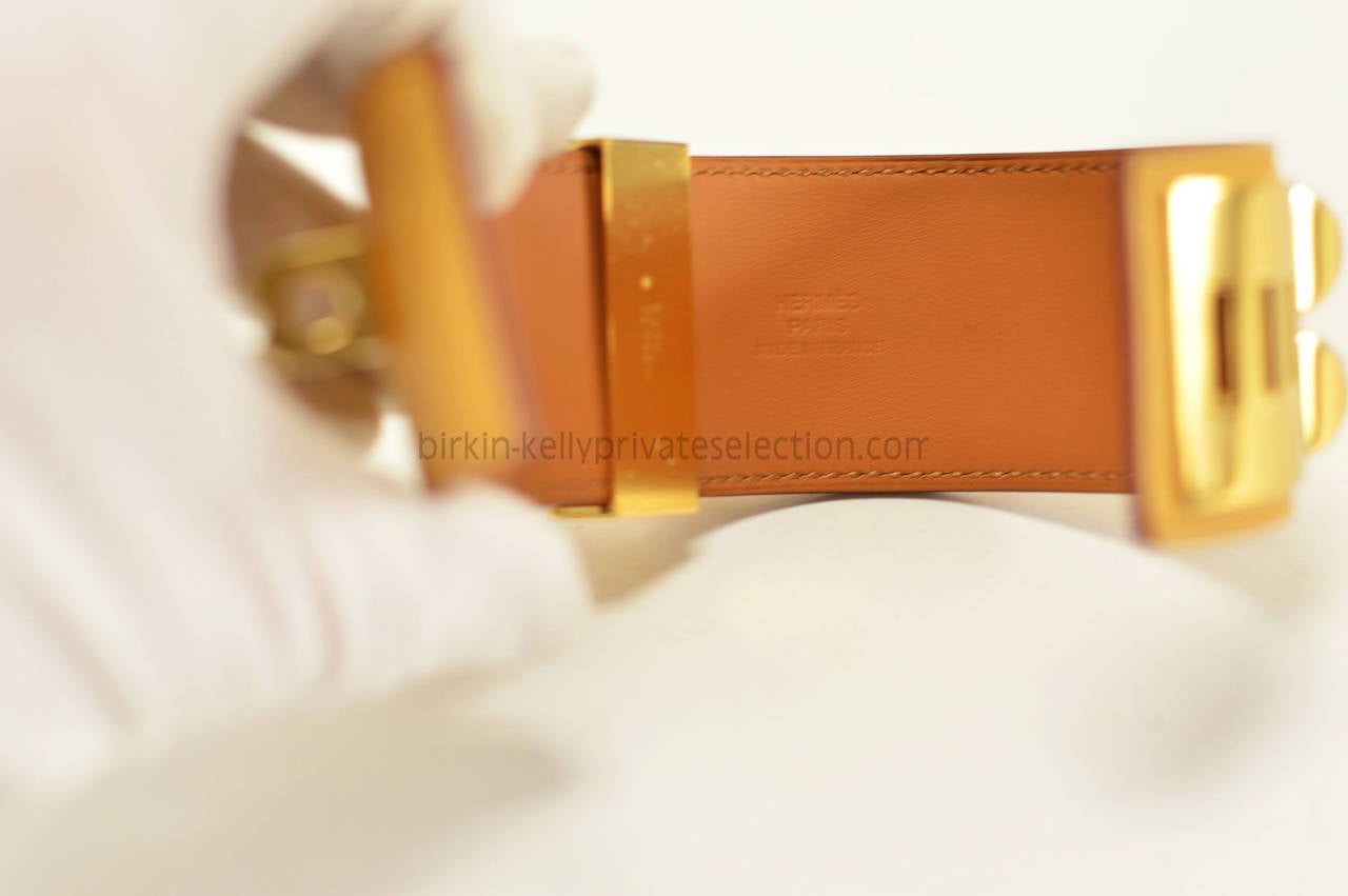 Artisan HERMES Bracelet Collier de Chien S Swift YELLOW Gold Hardware 2015.