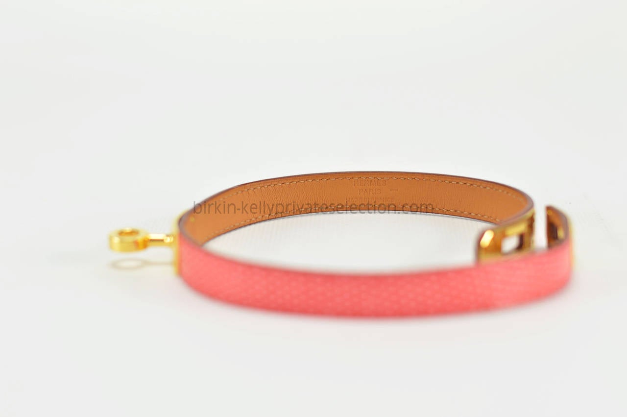 HERMES Bracelet KELLY DOBLE TOUR LIZARD NILOTICUS GOLD HARDWARE SIZE S 2015 In New Condition In Miami, FL