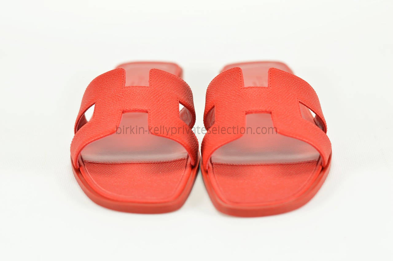 Women's HERMES SANDALS Oran 38 EPSOM RED 2015.