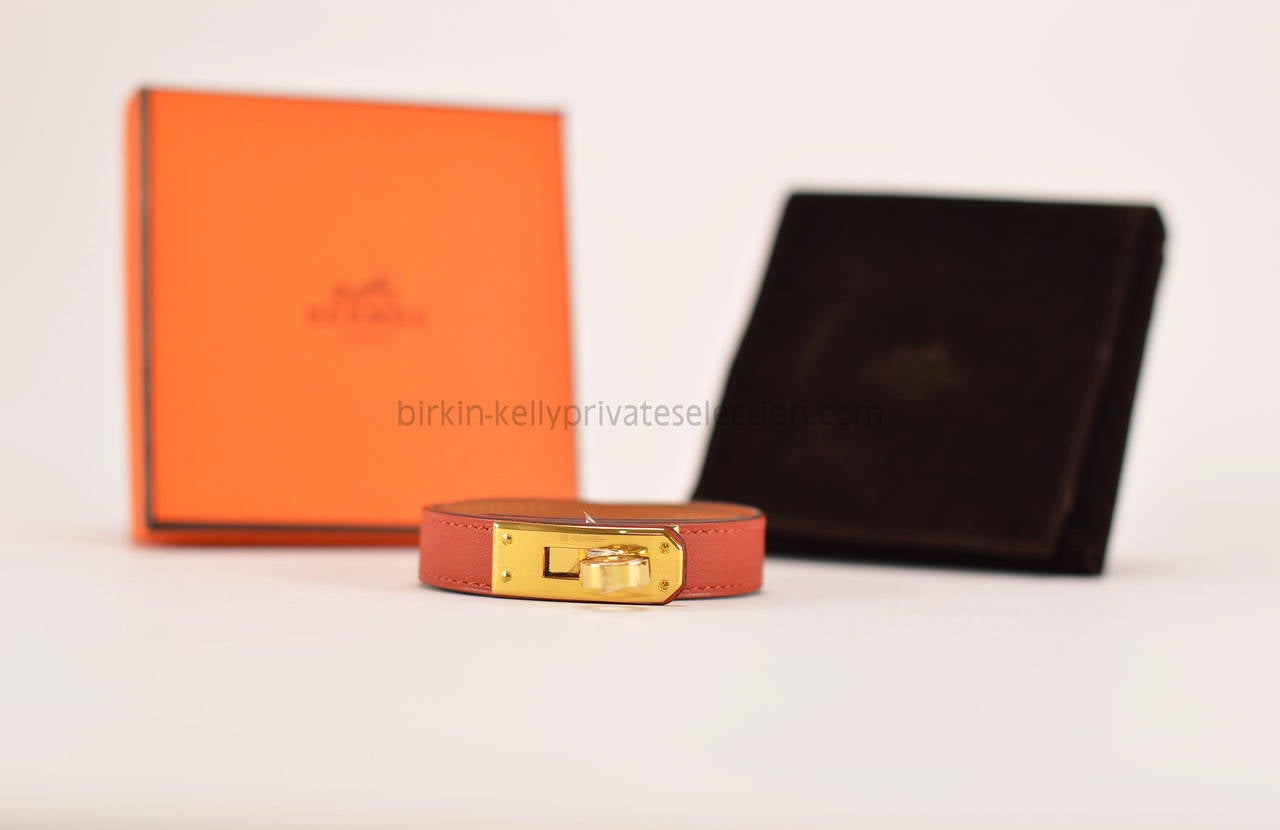 HERMES Bracelet Kelly Double Tour S SWIFT RED BRICK Gold Hardware 2015. 3