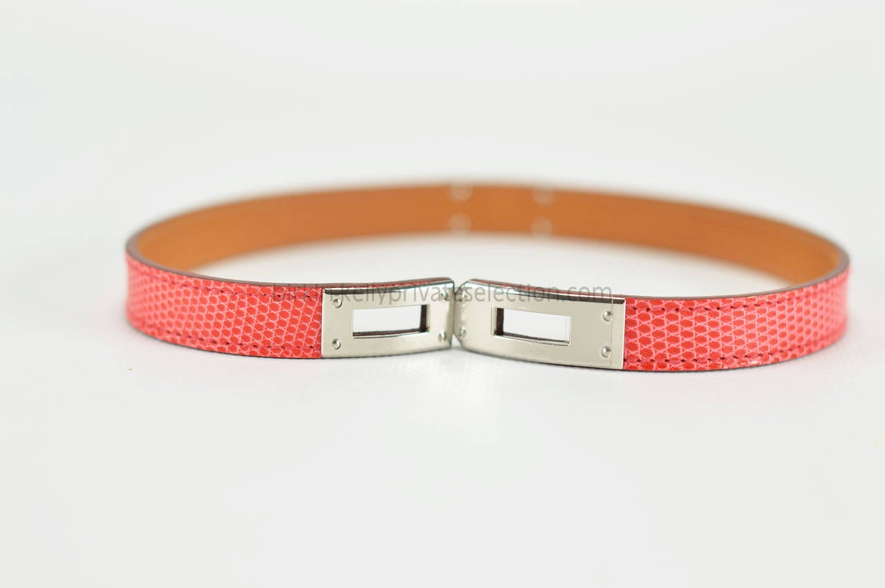 Women's HERMES Bracelet KELLY DOUBLE TOUR M Lizard Niloticus BOUGAINVILLIER 2015.