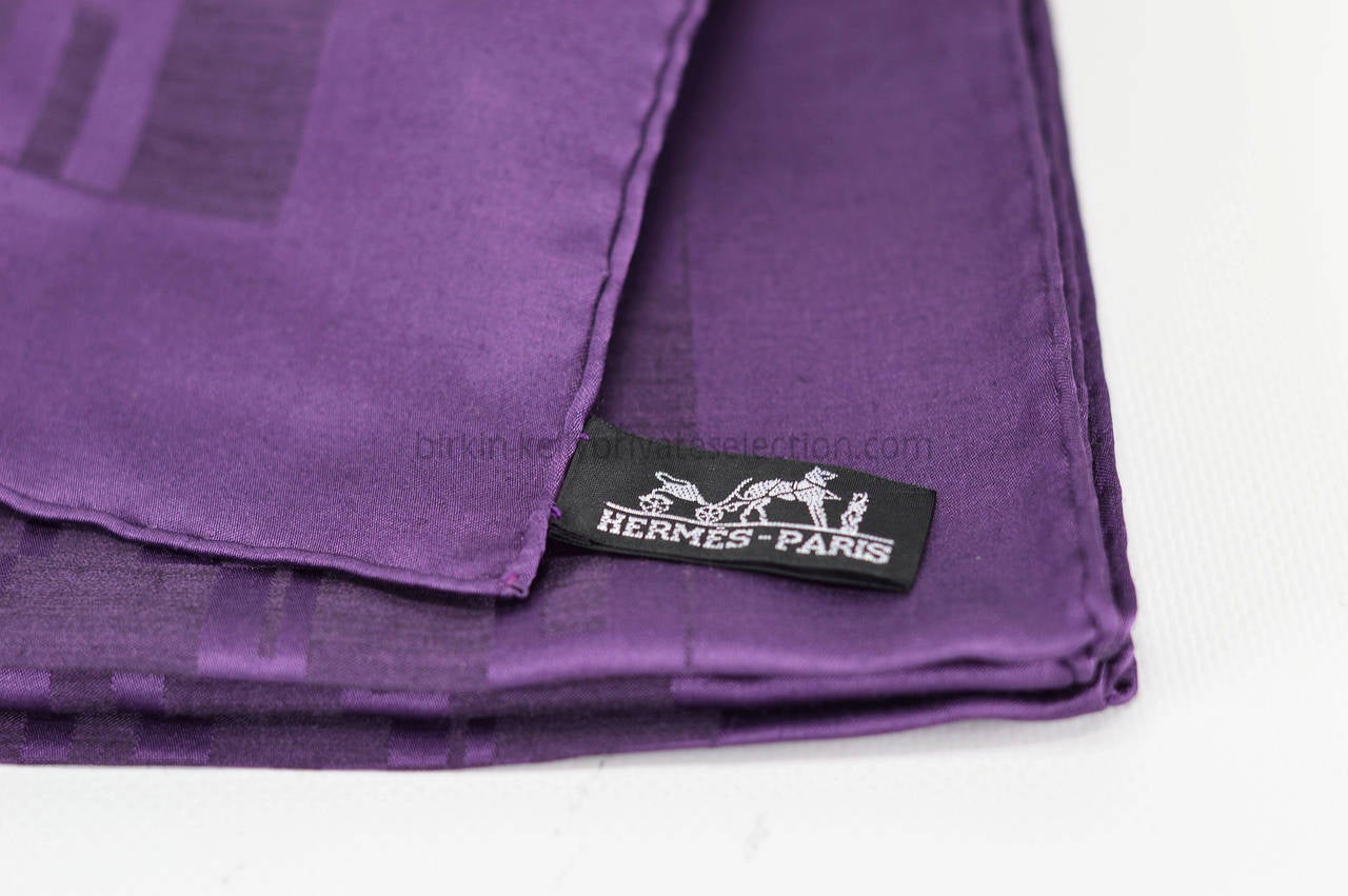 HERMES Scarf H Silk Cotton Purple 2015. 1