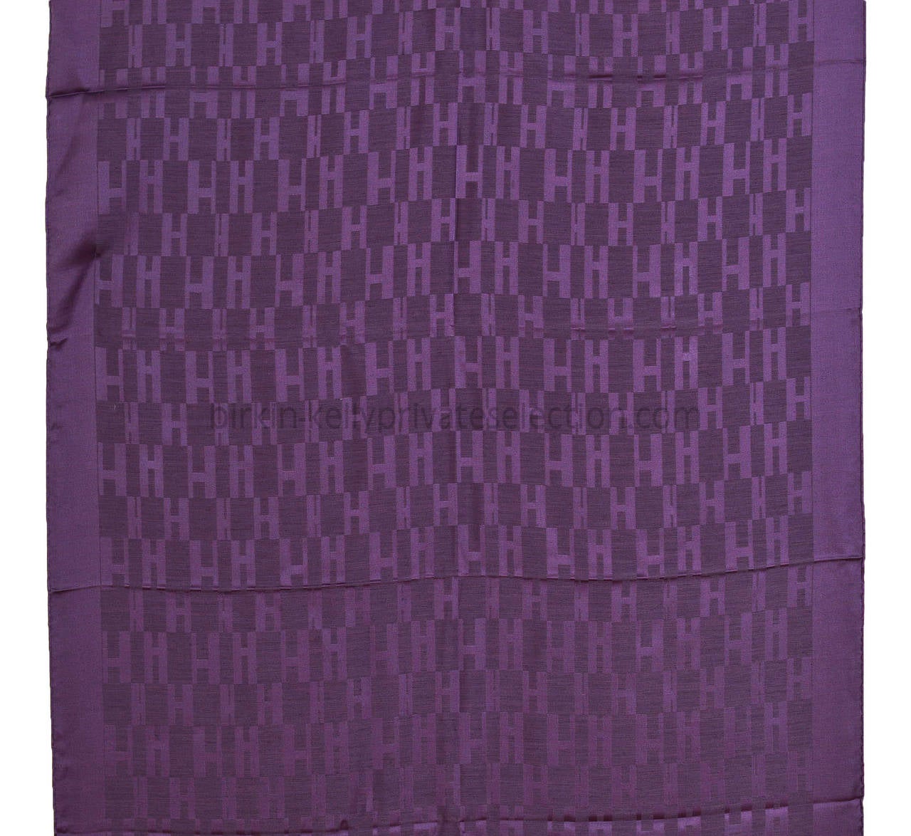 HERMES Scarf H Silk Cotton Purple 2015. In New Condition In Miami, FL