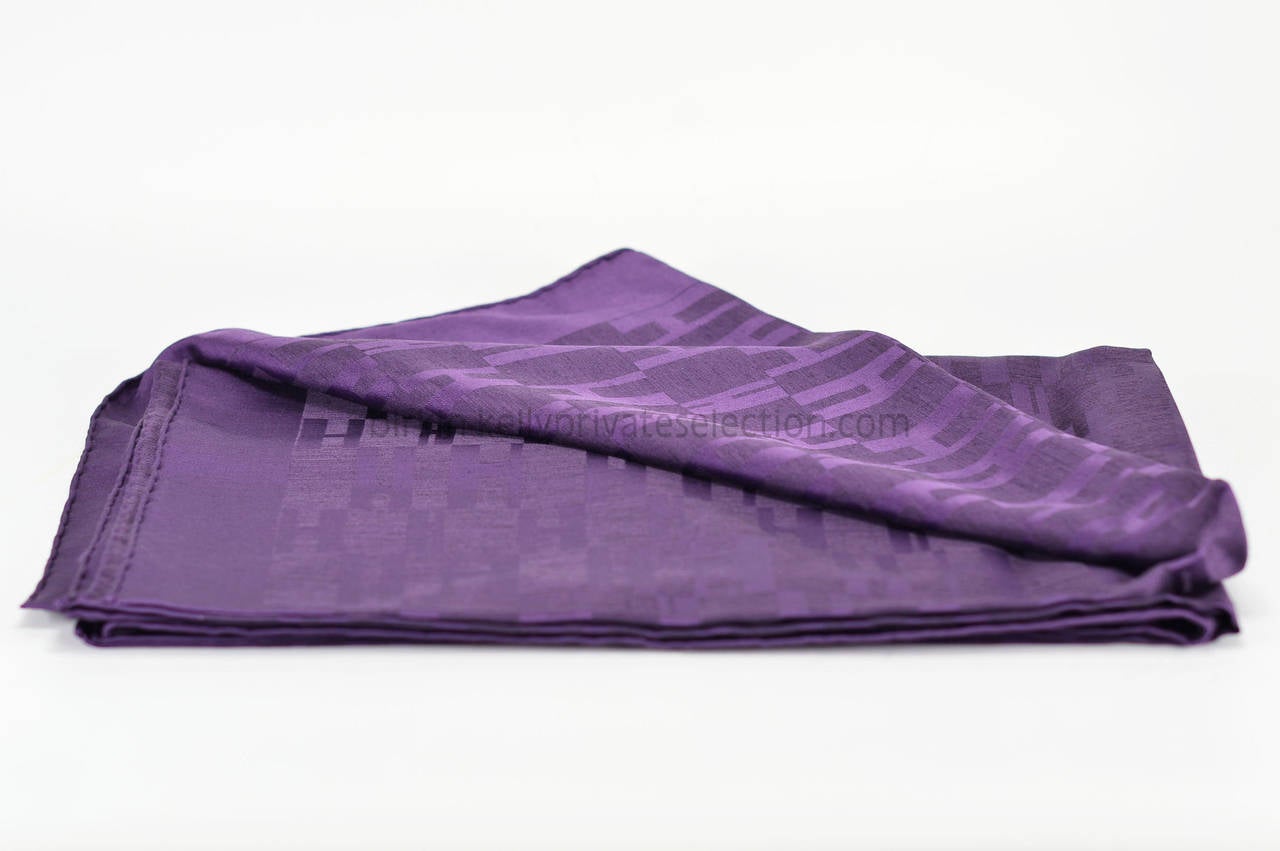 HERMES Scarf H Silk Cotton Purple 2015. 2