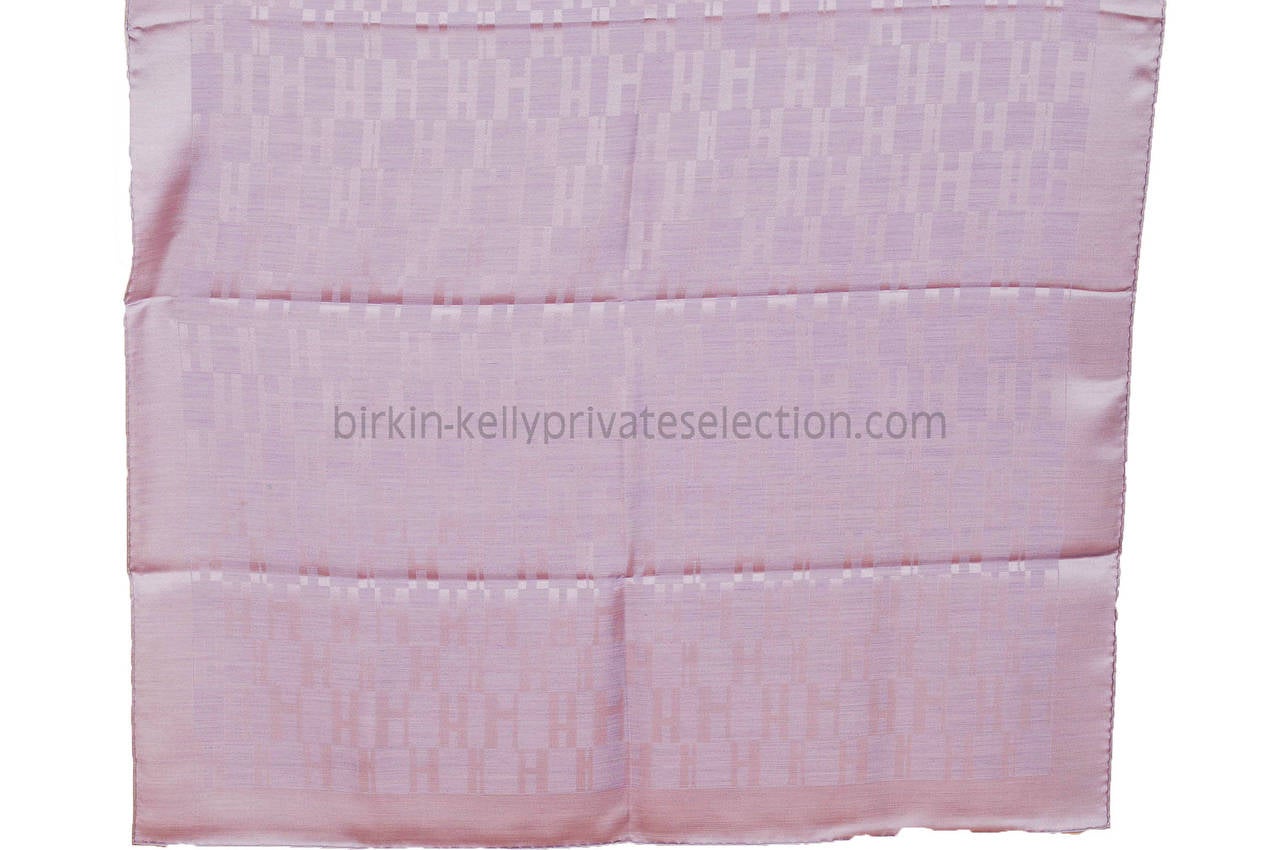 Women's HERMES Scarf H Silk Cotton Mauve 2015.