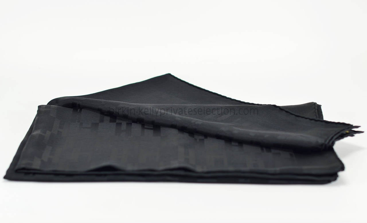 HERMES Scarf H Silk Cotton Black 2015. 1