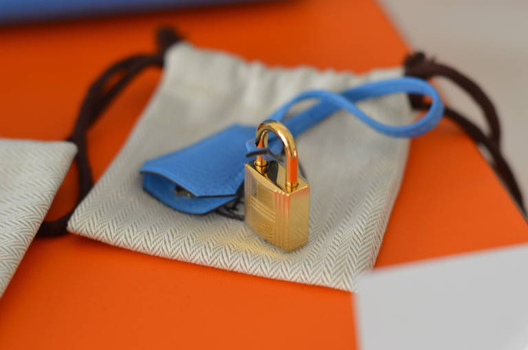 Hermes Handbag Kelly Retourne 28 Blue Paradise - New color. Gold Hardware 4