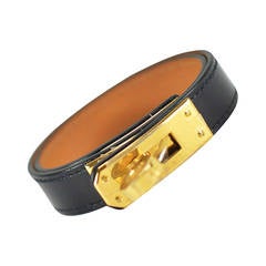 HERMES Bracelet KELLY DOUBLE TOUR S BOX BLACK Gold Hardware 2015.