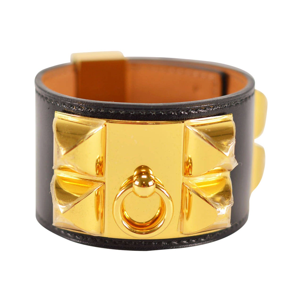 HERMES Bracelet Collier de Chien S BOX BLACK Gold Hardware 2015.