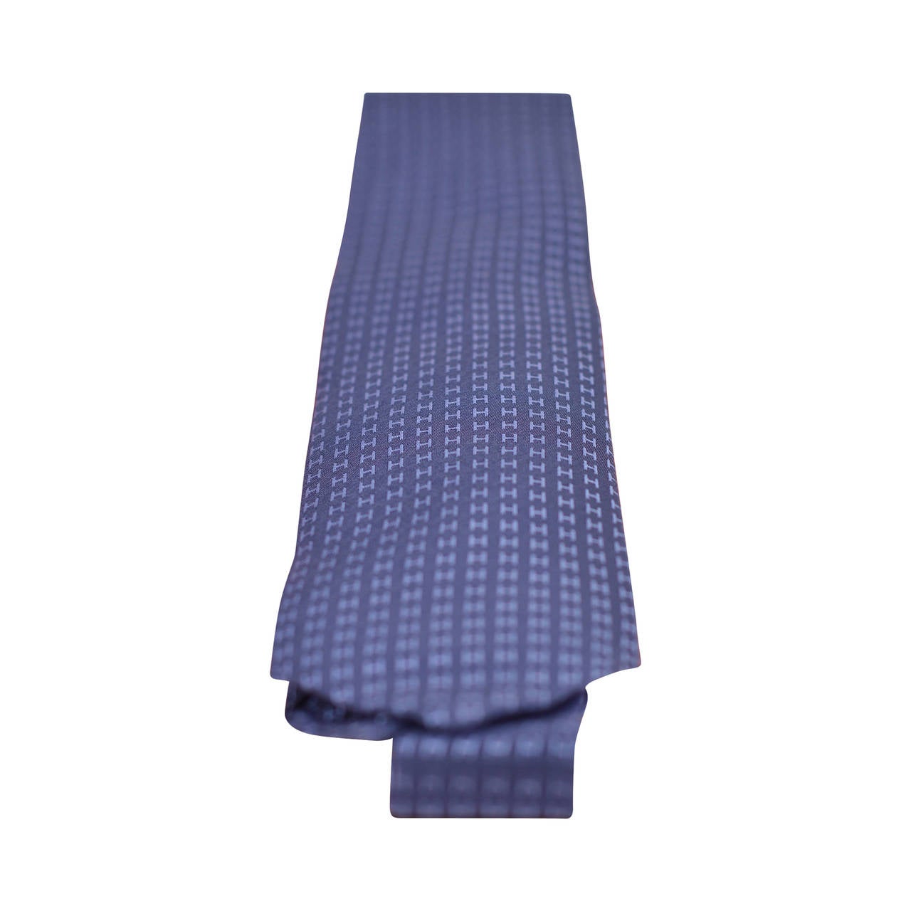 HERMES Tie FACONNEE H Silk Bicolour Navy Blue, Blue 8cm 2015.