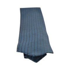 HERMES Tie FACONNEE H Silk Bicoluor Black, Cobalt 8cm 2015.