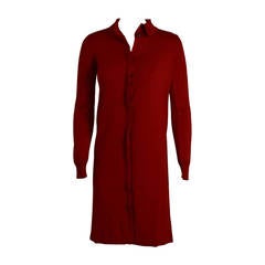 HERMES Dressed ESPRIT SHIRT MAILLE CACHEMIRE SILK 34 RED PIMENT 2015.