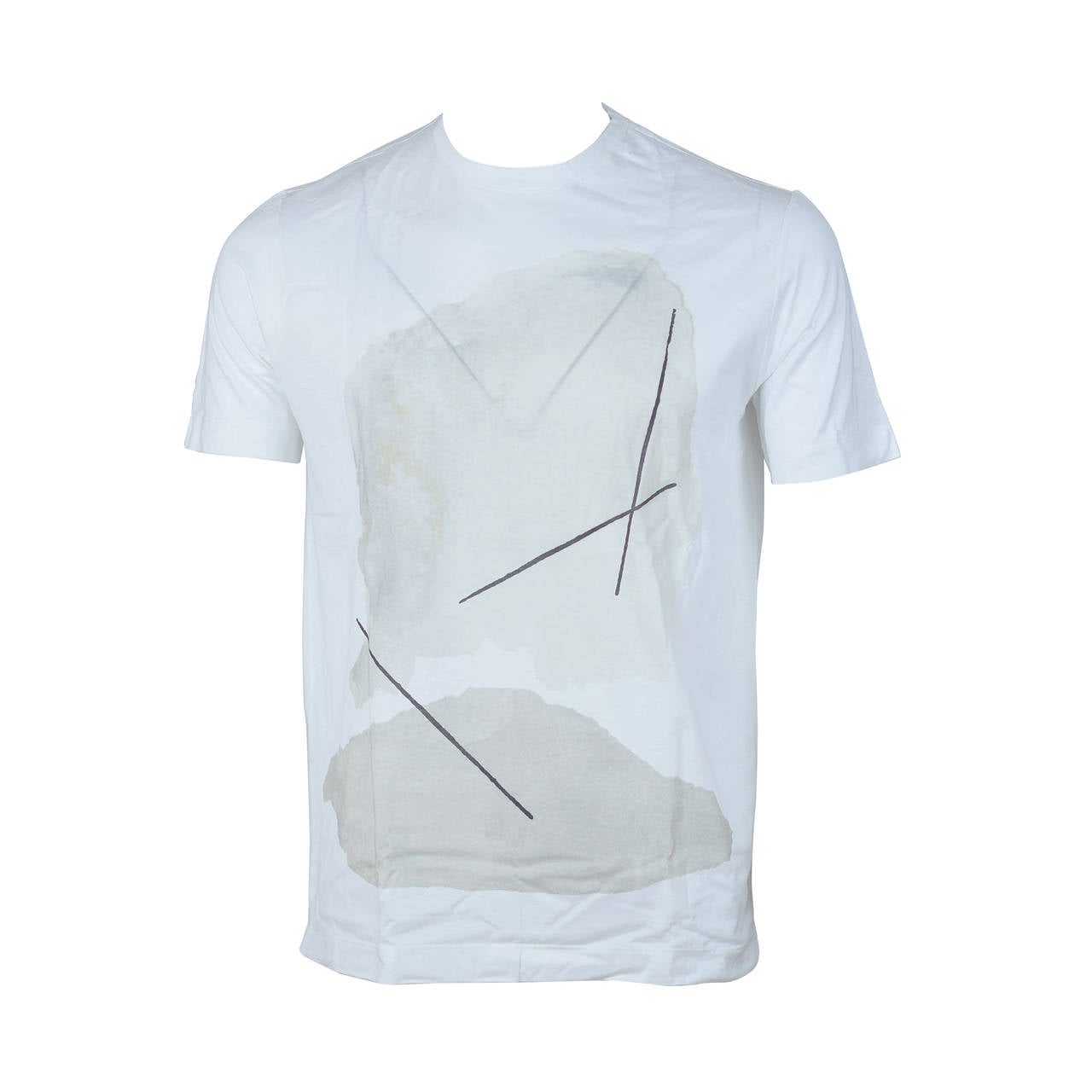 HERMES T-Shirt Fragments Imprime Cotton L BEIGE GREY 2015.