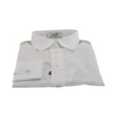 HERMES Shirt AJUSTEE IMPRIME JARDIN D ARMENIE Cotton 40 SABLE 2015.
