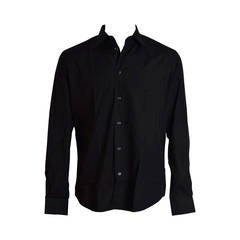 HERMES Shirt DROITE COL DROITE Cotton Poplin 40 BLACK 2015.