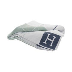 Used HERMES Bath Towel AVALON SAMARCANDE Cotton GREY, BLUE, WHITE 2015.