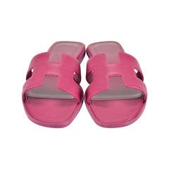 Used HERMES SANDALS Oran 36 EPSOM FUCHSIA 2015.