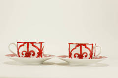 Hermes H Deco Rouge Tea Cup and Saucer Porcelain Set of 2 – Mightychic