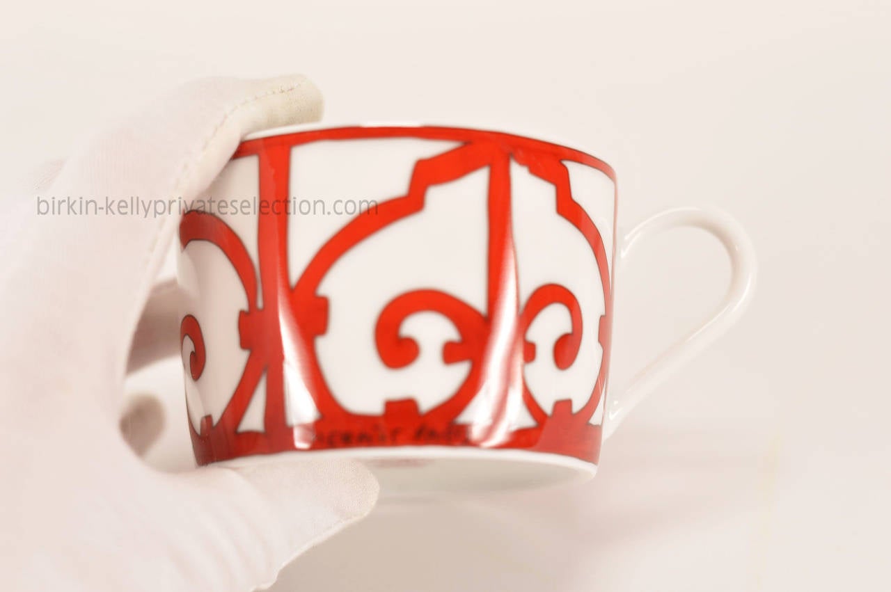 Women's or Men's Hermes GUADALQUIVIR Tea Cup and Saucer set Red 2015.