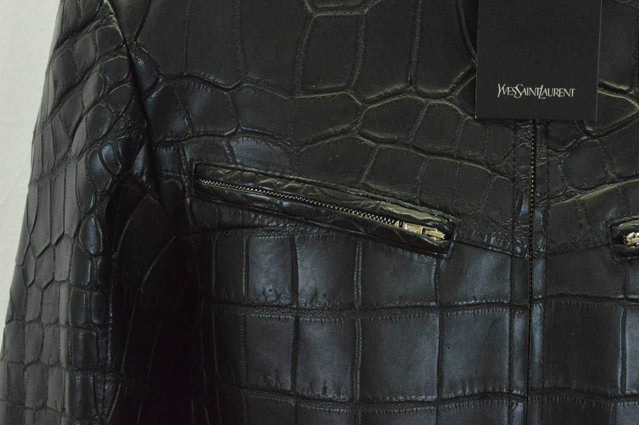 Yves Saint Laurent (YSL) Crocodile jacket Black 2013. In Good Condition In Miami, FL