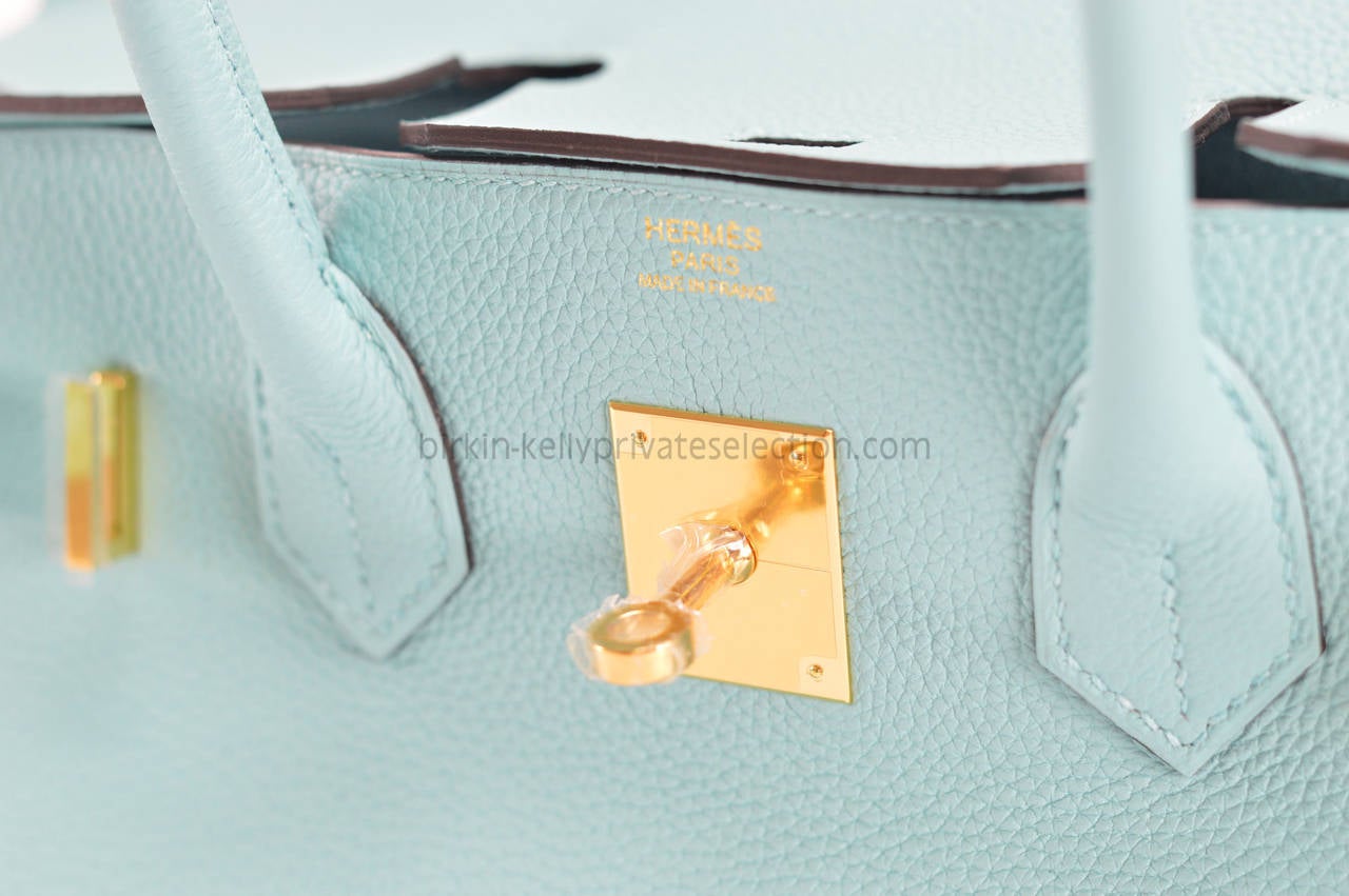 Hermes Birkin Bag 30 Blue Atoll Togo Gold Hardware