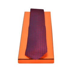 Hermes tie silk FACONNE H PURPLE RED 2015