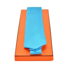 Hermes tie silk FACONNE H TURQUOISE 2015.