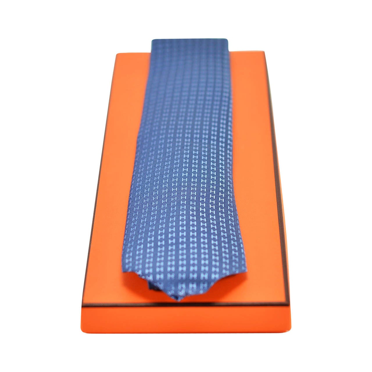 Hermes tie silk FACONNEE H BICOLORE MARINE BLUE 2015.