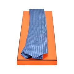 Hermes tie silk FACONNEE H BICOLORE MARINE BLUE 2015.