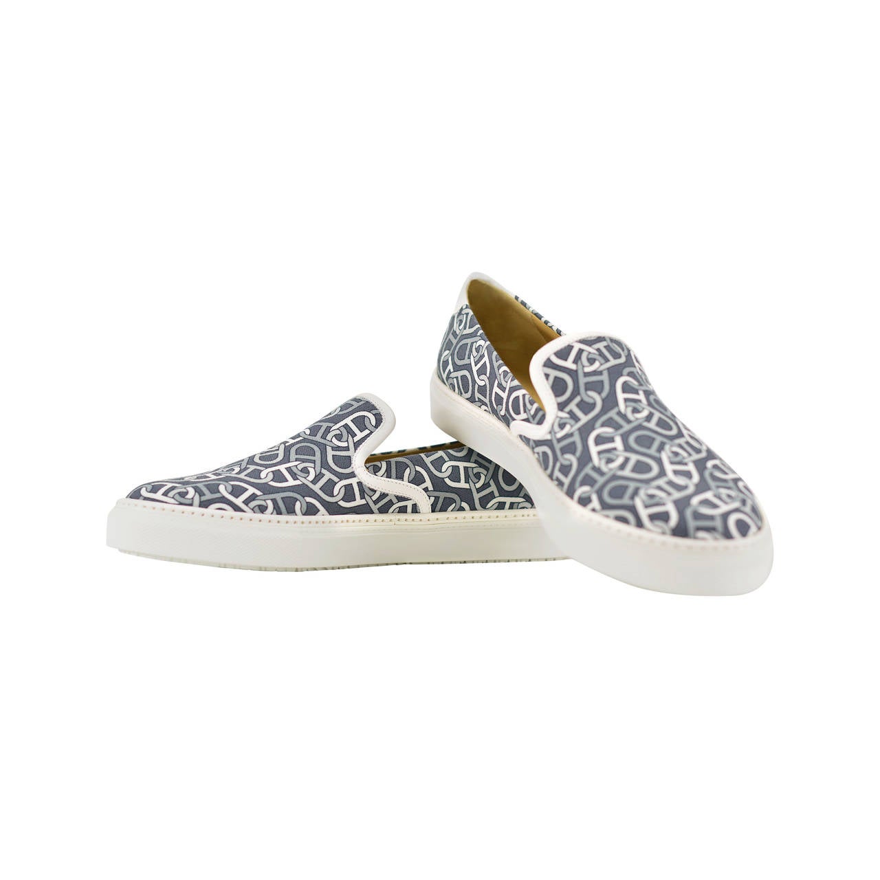 HERMES MOCCASIN KICK TOILE COTTON 41 IMPRIMEE ENTRENELEES/Leather 2015.