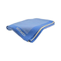 Hermes Towel PLAID CRAVACHE 85% COTTON-15%CACHEMIRE Blue 2015.