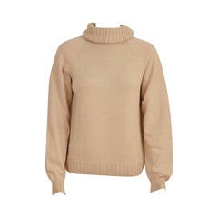 Hermes Sweater Col Roulle 36 Maille Chameau Beige 2015.