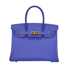 2014 HERMÈS Birkin Bag 30cm Blue Electric color Epsom leather, Gold Hardware